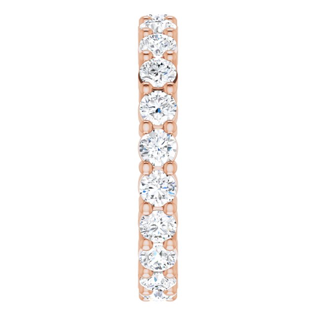 10K Gold Round Natural Diamond Shared-Prong Eternity Band – 2.5 mm Stones - Rose Gold - view 4