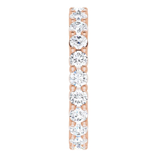 10K Gold Round Natural Diamond Shared-Prong Eternity Band – 2.5 mm Stones - Rose Gold - view 4