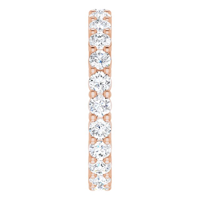10K Gold Round Natural Diamond Shared-Prong Eternity Band – 2.5 mm Stones - Rose Gold - view 4
