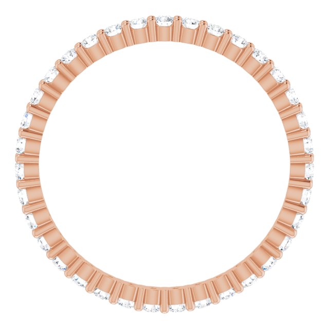 10K Gold Round Lab-Grown Diamond Shared-Prong Eternity Band – 1.75 mm Stones - Rose Gold - view 2