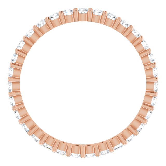 10K Gold Round Natural Diamond Shared-Prong Eternity Band – 2 mm Stones - Rose Gold - view 2