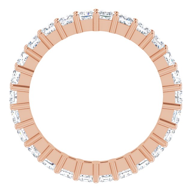 10K Gold Square Natural Diamond Shared-Prong Eternity Band – 2.5x2.5 mm Stones - Rose Gold - view 2