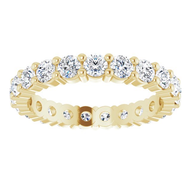 10K Gold Round Natural Diamond Shared-Prong Eternity Band – 2.5 mm Stones - Yellow Gold - view 3