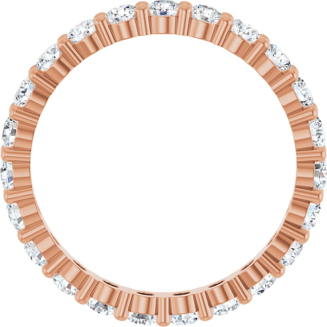 10K Gold Round Natural Diamond Shared-Prong Eternity Band – 2.5 mm Stones - Rose Gold - view 2