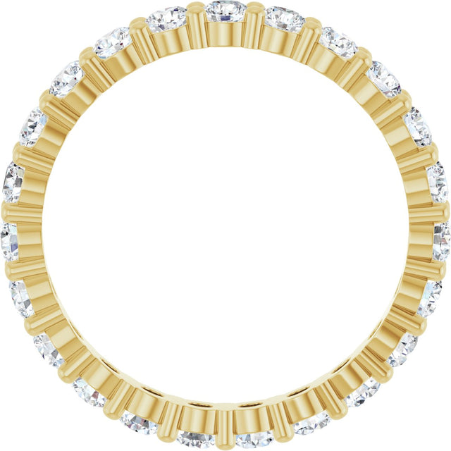14K Gold Round Natural Diamond Shared-Prong Eternity Band – 2.5 mm Stones - Yellow Gold - view 2