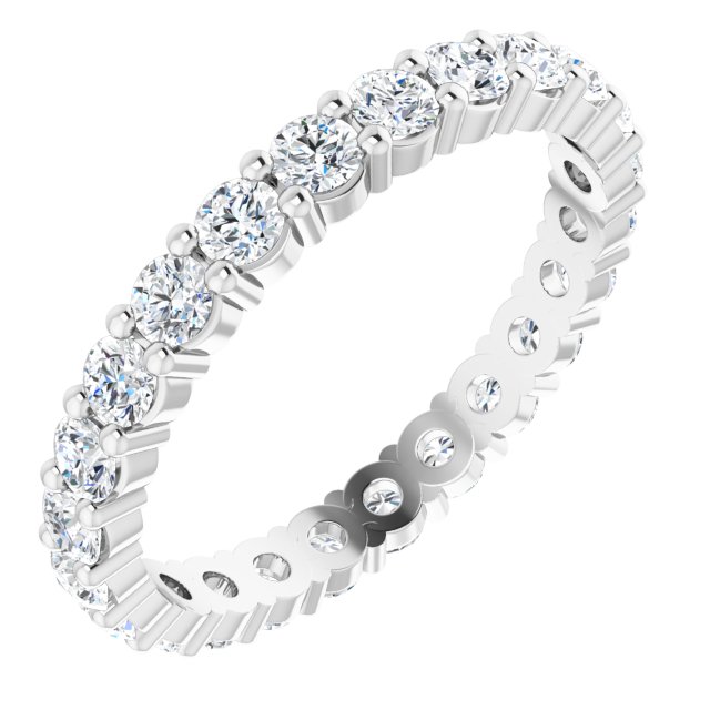 10K Gold Round Natural Diamond Shared-Prong Eternity Band – 2.5 mm Stones - White Gold