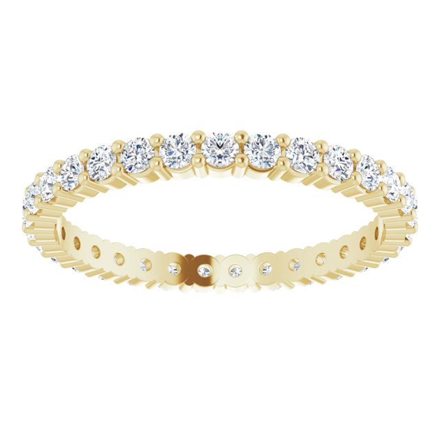 10K Gold Round Lab-Grown Diamond Shared-Prong Eternity Band – 2 mm Stones - Yellow Gold - view 3