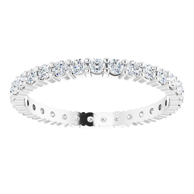 10K Gold Round Natural Diamond Shared-Prong Eternity Band – 2 mm Stones - White Gold - view 3