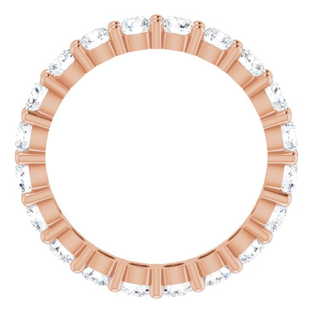 10K Gold Round Lab-Grown Diamond Shared-Prong Eternity Band – 3.4 mm Stones - Rose Gold - view 2
