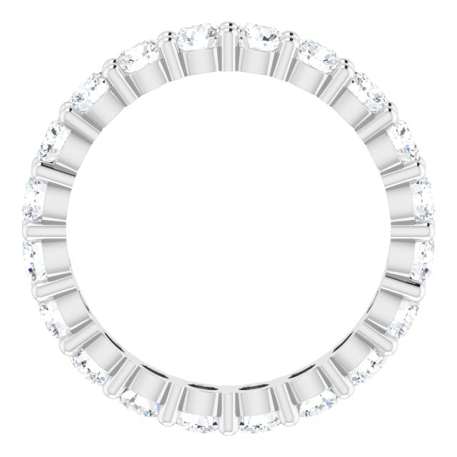 10K Gold Round Lab-Grown Diamond Shared-Prong Eternity Band – 3.4 mm Stones - White Gold - view 2