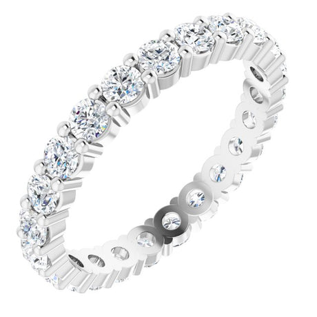 10K Gold Round Natural Diamond Shared-Prong Eternity Band – 2.75 mm Stones - White Gold
