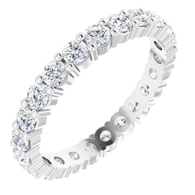 10K Gold Round Natural Diamond Shared-Prong Eternity Band – 2.75 mm Stones - White Gold