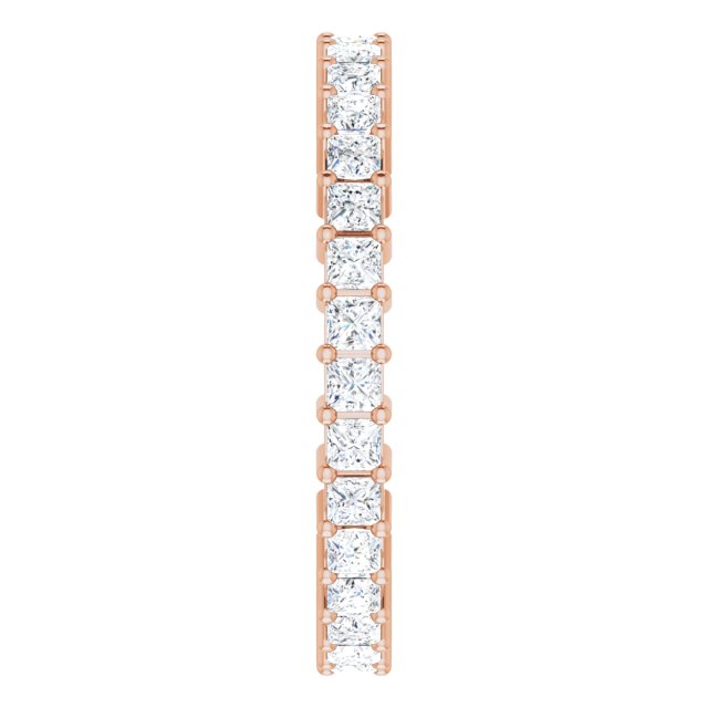 10K Gold Square Lab-Grown Diamond Shared-Prong Eternity Band – 2x2 mm Stones - Rose Gold - view 4