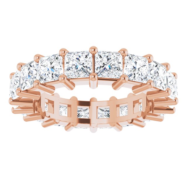 10K Gold Square Lab-Grown Diamond Shared-Prong Eternity Band – 4x4 mm Stones - Rose Gold - view 3