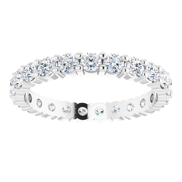 10K Gold Round Natural Diamond Shared-Prong Eternity Band – 2.5 mm Stones - White Gold - view 3
