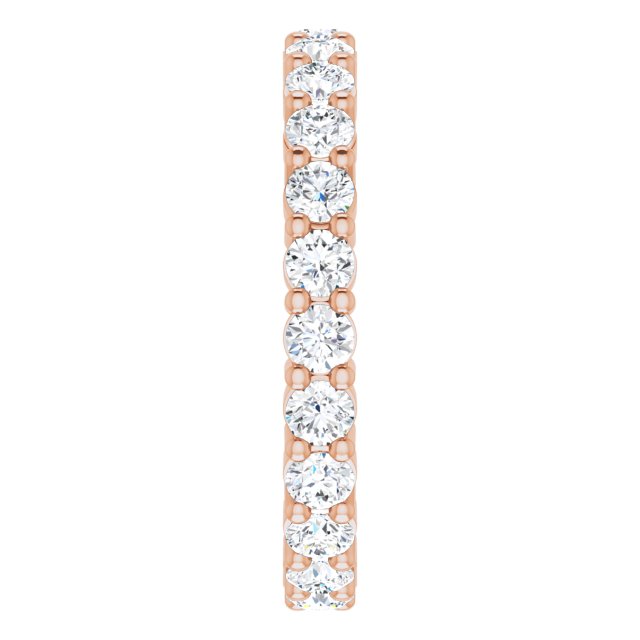 10K Gold Round Natural Diamond Shared-Prong Eternity Band – 2.5 mm Stones - Rose Gold - view 4