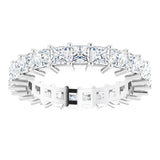 10K Gold Square Lab-Grown Diamond Shared-Prong Eternity Band – 3x3 mm Stones - White Gold - view 3