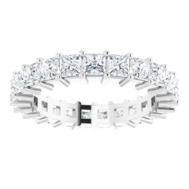 10K Gold Square Lab-Grown Diamond Shared-Prong Eternity Band – 3x3 mm Stones - White Gold - view 3
