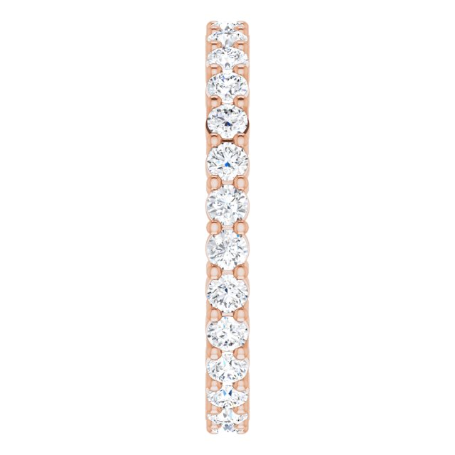 10K Gold Round Natural Diamond Shared-Prong Eternity Band – 2.25 mm Stones - Rose Gold - view 4