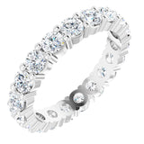 10K Gold Round Natural Diamond Shared-Prong Eternity Band – 3.5 mm Stones - White Gold