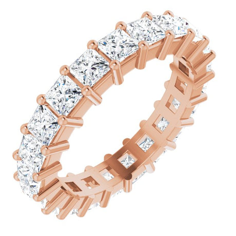 10K Gold Square Lab-Grown Diamond Shared-Prong Eternity Band – 3.25x3.25 mm Stones - Rose Gold