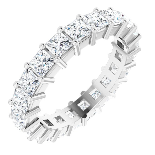 10K Gold Square Lab-Grown Diamond Shared-Prong Eternity Band – 3.25x3.25 mm Stones - White Gold