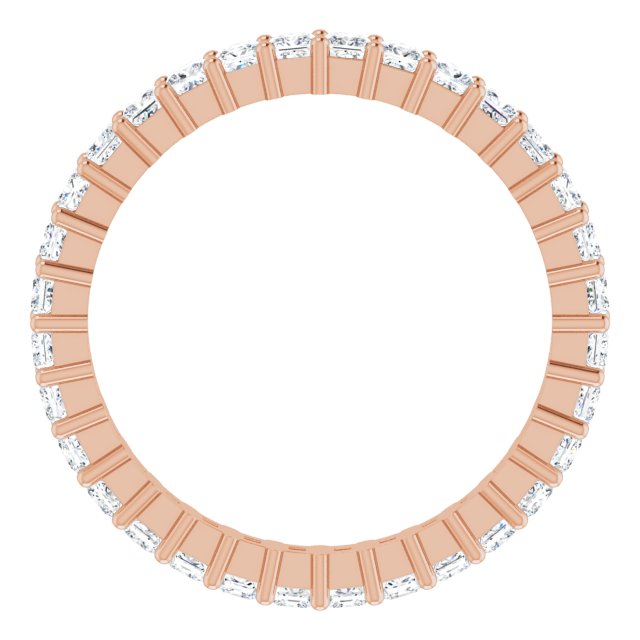 10K Gold Square Lab-Grown Diamond Shared-Prong Eternity Band – 2x2 mm Stones - Rose Gold - view 2