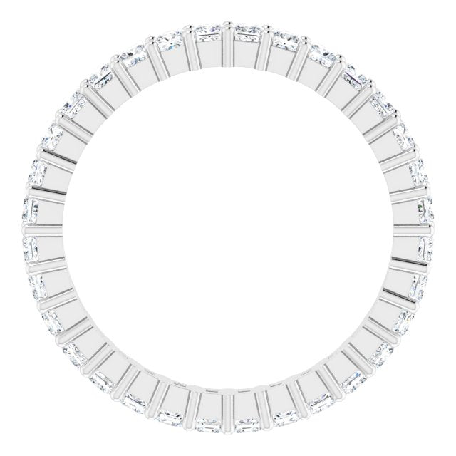 10K Gold Square Lab-Grown Diamond Shared-Prong Eternity Band – 2x2 mm Stones - White Gold - view 2