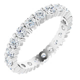 14K Gold Round Natural Diamond Shared-Prong Eternity Band – 2.5 mm Stones - White Gold