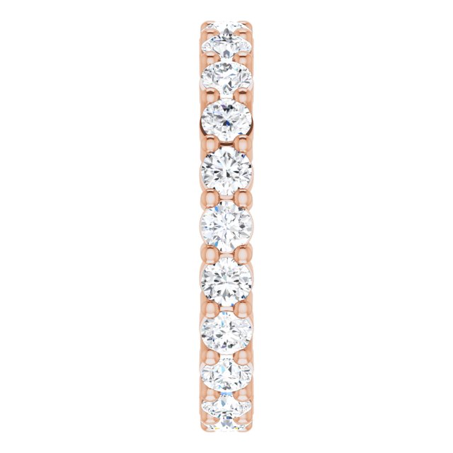 10K Gold Round Natural Diamond Shared-Prong Eternity Band – 2.5 mm Stones - Rose Gold - view 4