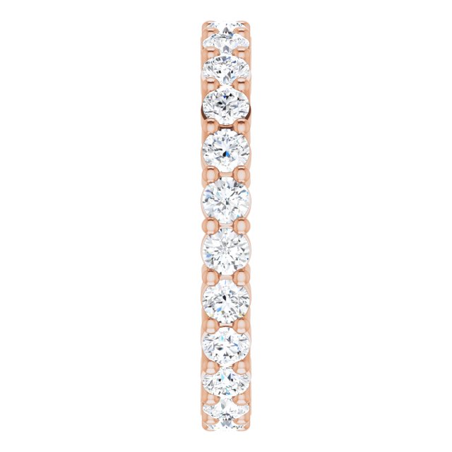 10K Gold Round Natural Diamond Shared-Prong Eternity Band – 2.5 mm Stones - Rose Gold - view 4