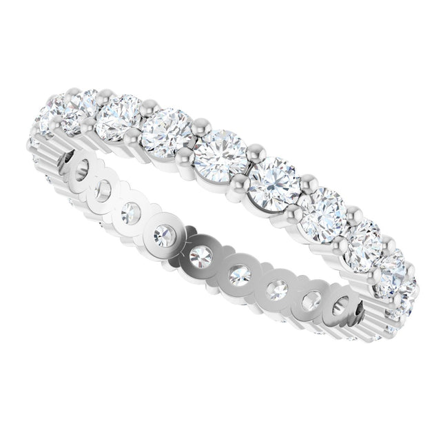 14K Gold Round Natural Diamond Shared-Prong Eternity Band – 2.5 mm Stones - White Gold - view 5
