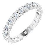 14K Gold Round Natural Diamond Shared-Prong Eternity Band – 2.5 mm Stones - White Gold