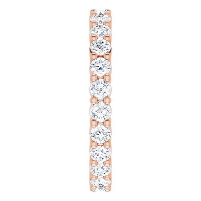 10K Gold Round Natural Diamond Shared-Prong Eternity Band – 2.5 mm Stones - Rose Gold - view 4