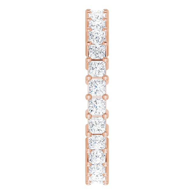 10K Gold Square Lab-Grown Diamond Shared-Prong Eternity Band – 2x2 mm Stones - Rose Gold - view 4