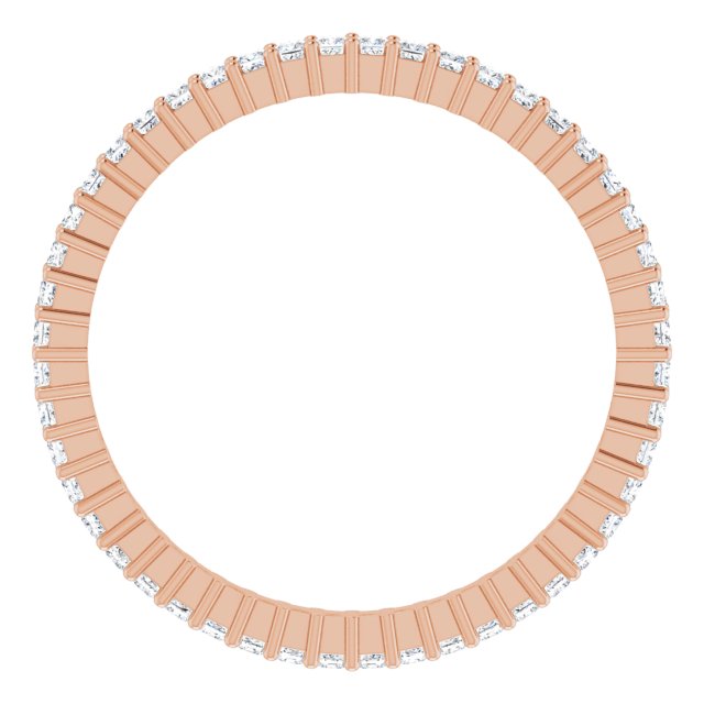 10K Gold Square Lab-Grown Diamond Shared-Prong Eternity Band – 1.25x1.25 mm Stones - Rose Gold - view 2
