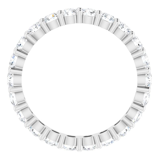 10K Gold Round Lab-Grown Diamond Shared-Prong Eternity Band – 3 mm Stones - White Gold - view 2