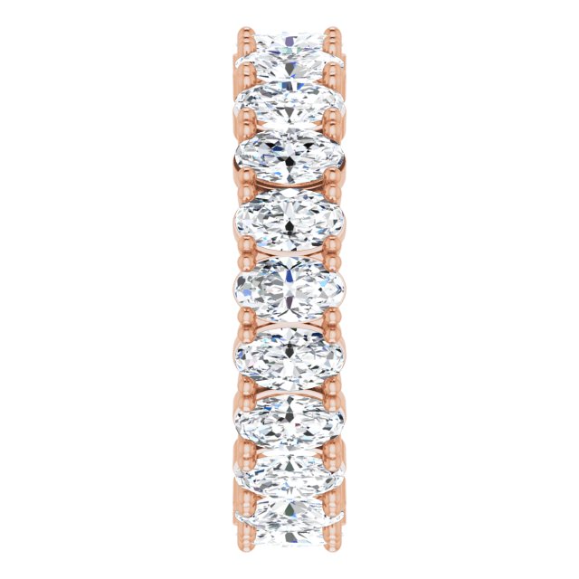 10K Gold Oval Lab-Grown Diamond Shared-Prong Eternity Band – 5x3 mm Stones - Rose Gold - view 4