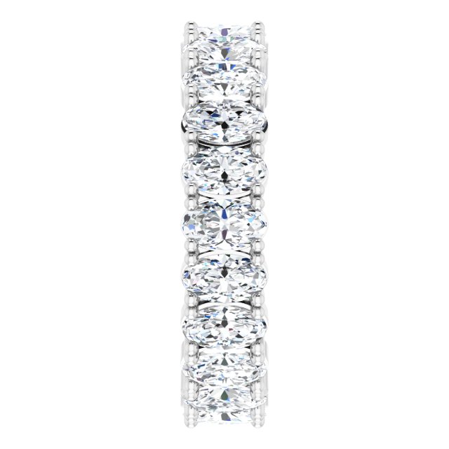 10K Gold Oval Lab-Grown Diamond Shared-Prong Eternity Band – 5x3 mm Stones - White Gold - view 4