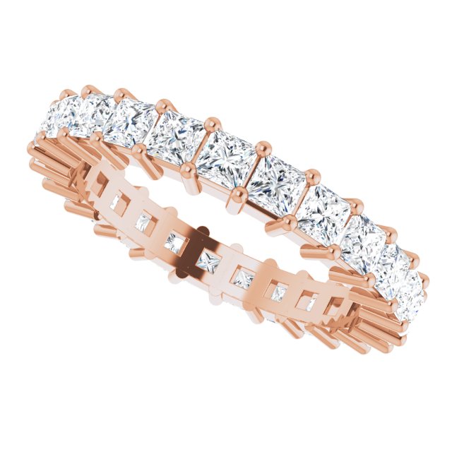 10K Gold Square Lab-Grown Diamond Shared-Prong Eternity Band – 2.75x2.75 mm Stones - Rose Gold - view 5
