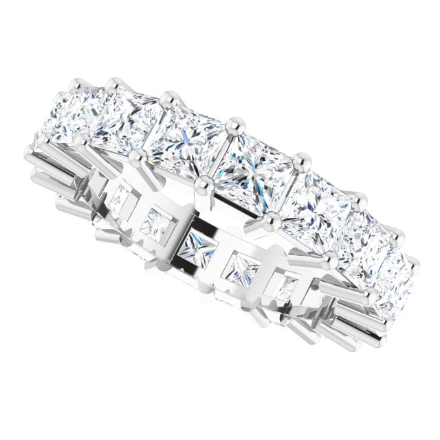 10K Gold Square Lab-Grown Diamond Shared-Prong Eternity Band – 4x4 mm Stones - White Gold - view 5