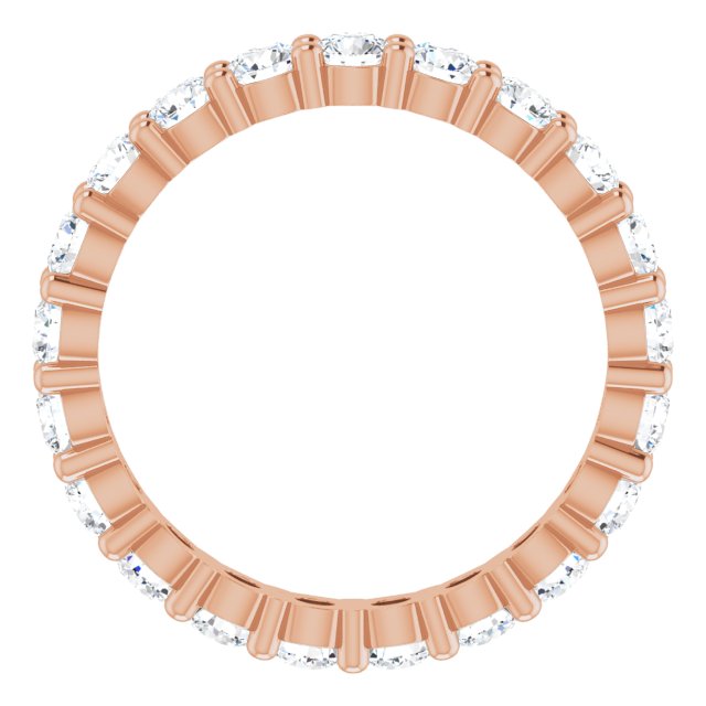 10K Gold Round Natural Diamond Shared-Prong Eternity Band – 2.5 mm Stones - Rose Gold - view 2