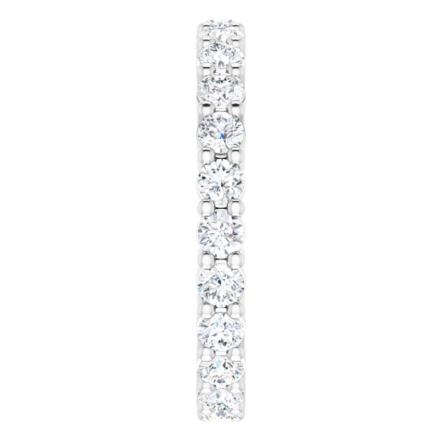 10K Gold Round Natural Diamond Shared-Prong Eternity Band – 2.5 mm Stones - White Gold - view 4