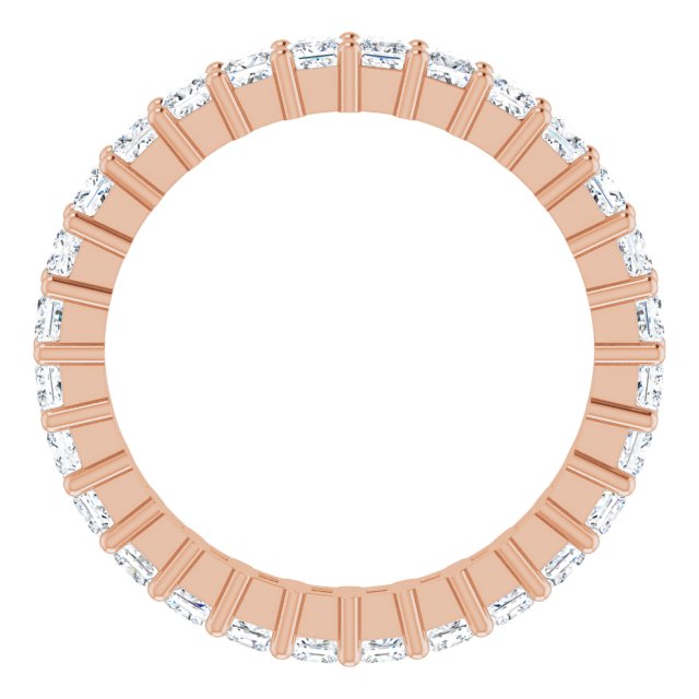 10K Gold Square Lab-Grown Diamond Shared-Prong Eternity Band – 2x2 mm Stones - Rose Gold - view 2