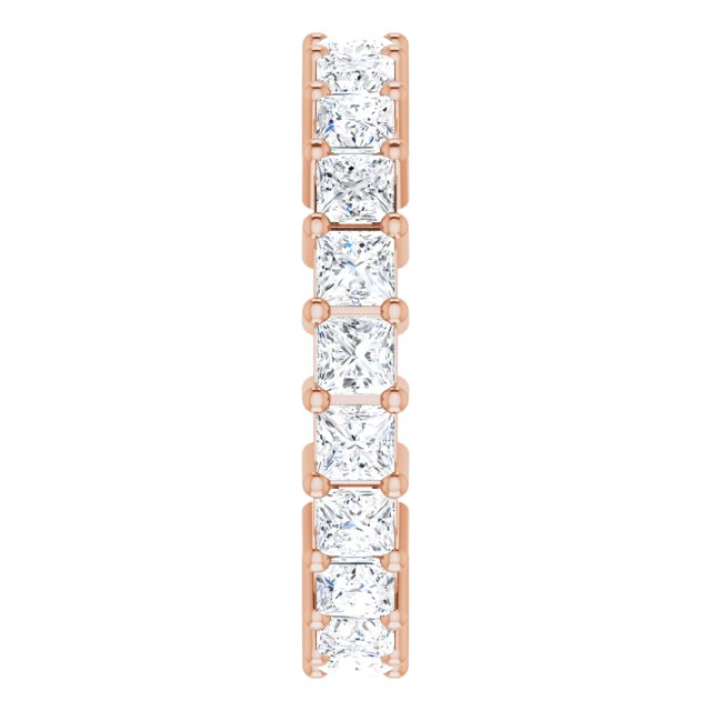10K Gold Square Natural Diamond Shared-Prong Eternity Band – 2.5x2.5 mm Stones - Rose Gold - view 4