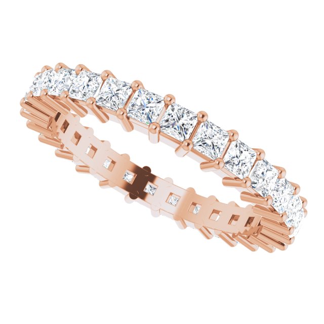 10K Gold Square Natural Diamond Shared-Prong Eternity Band – 2.25x2.25 mm Stones - Rose Gold - view 5
