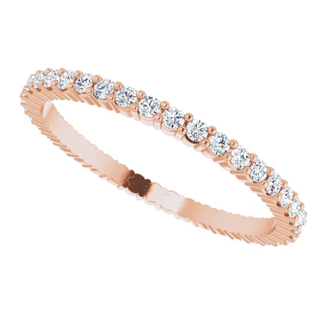 10K Gold Round Lab-Grown Diamond Shared-Prong Eternity Band – 1.5 mm Stones - Rose Gold - view 5