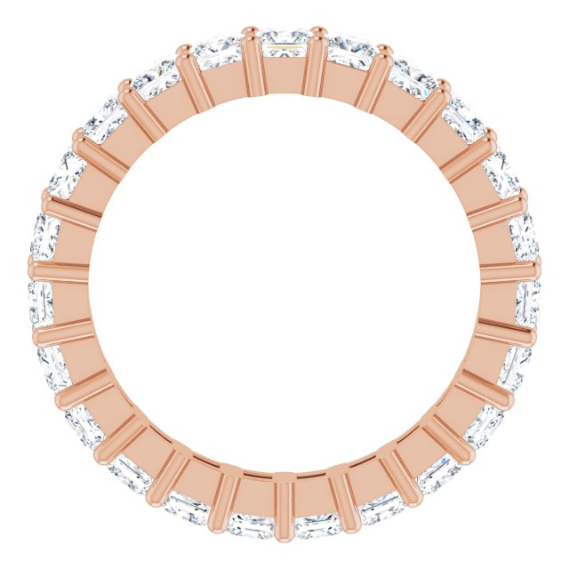 10K Gold Square Lab-Grown Diamond Shared-Prong Eternity Band – 3x3 mm Stones - Rose Gold - view 2