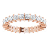 10K Gold Square Natural Diamond Shared-Prong Eternity Band – 2.5x2.5 mm Stones - Rose Gold - view 3