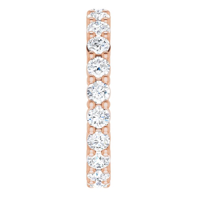 10K Gold Round Natural Diamond Shared-Prong Eternity Band – 2.5 mm Stones - Rose Gold - view 4